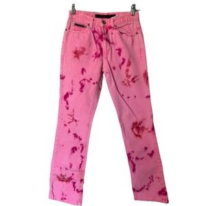 Vintage DKNY High Waisted Mom Jeans Tie Dye Acid Wash Pink Jeans size 2
